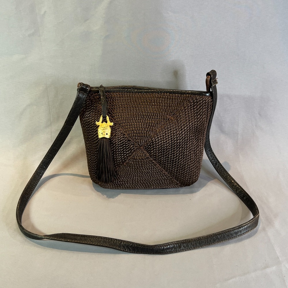 Vintage Samir Crossbody Handmade Bag Womens Brown Braided Leather Shoulder Bag